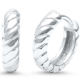 Braided Twisted Design Hoop Huggie Earrings 925 Sterling Silver