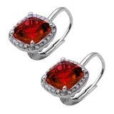 Cushion Halo Leverback Earrings Round Cubic Zirconia 925 Sterling Silver Choose Color