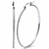 Hoop Earrings Simulated Round Cubic Zirconia 925 Sterling Silver