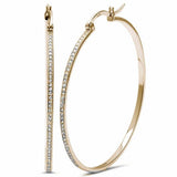 Hoop Earrings Simulated Round Cubic Zirconia 925 Sterling Silver
