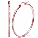 Hoop Earrings Simulated Round Cubic Zirconia 925 Sterling Silver