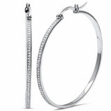 Hoop Earrings Simulated Round Cubic Zirconia 925 Sterling Silver