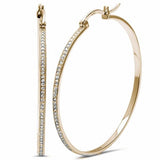 Hoop Earrings Simulated Round Cubic Zirconia 925 Sterling Silver