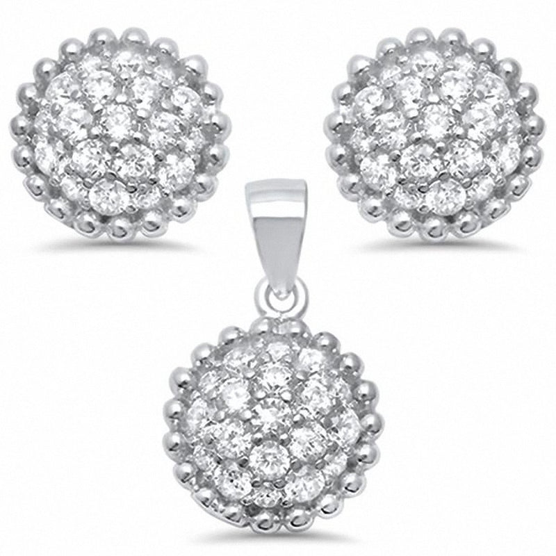 Fashion Jewelry Set Round Simulated Cubic Zirconia 925 Sterling Silver