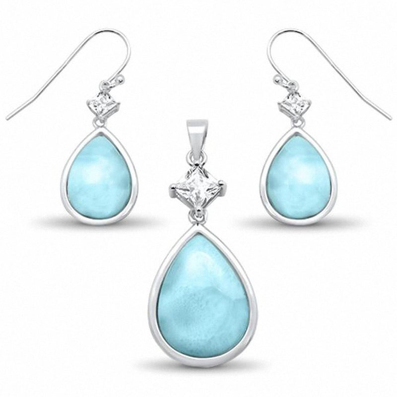 Teardrop Pear Jewelry Set Princess Cut Lab Created Opal 925 Sterling silver