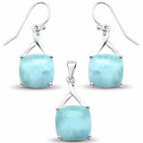 Larimar Jewelry Set cushion Twist Design 925 Sterling Silver