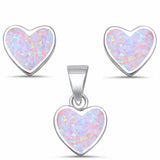 Heart Jewelry Set Lab Created Opal 925 Sterling Silver Choose Color