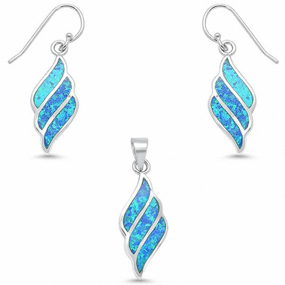 Swirl Jewelry Set Fashion Lab Created Opal 925 Sterling Silver