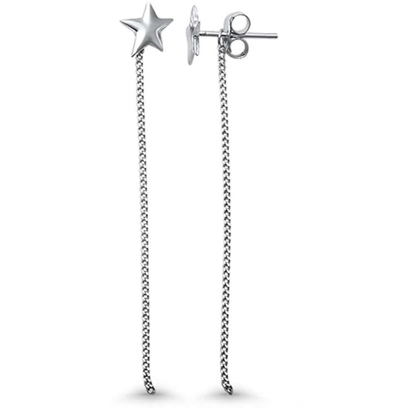 Star Drop Dangle Celestial Earrings Box Chain 925 Sterling Silver Choose Color