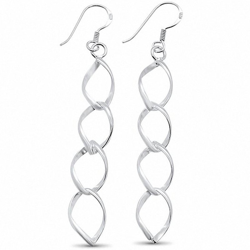 Dangling Interlocking Fishhook Plain Earrings 925 Sterling Silver Choose Color