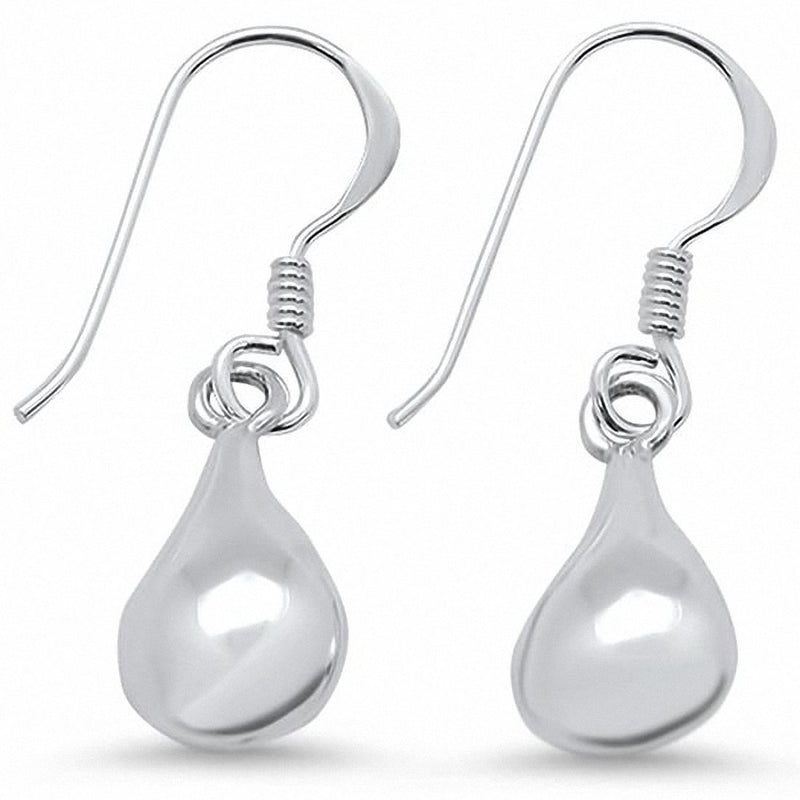 Plain Teardrop Dangling Fishhook Pear Shape Earrings 925 Sterling Silver Choose Color