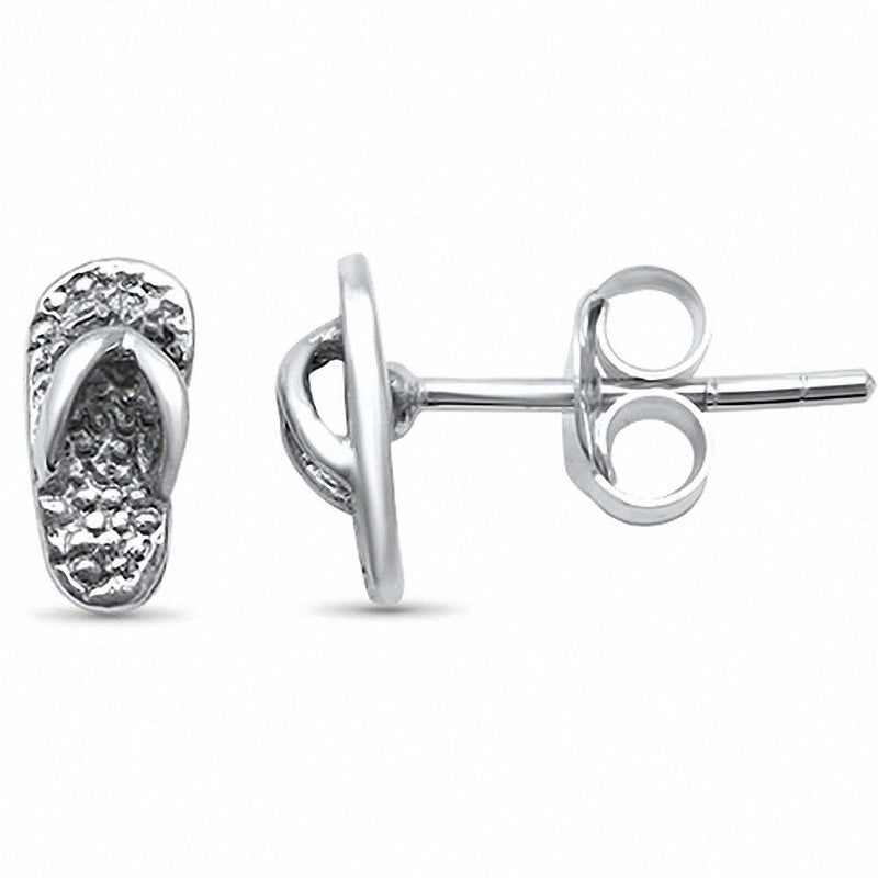 Flip Flop Beach Sandal Plain Stud Earrings 925 Sterling Silver Choose Color
