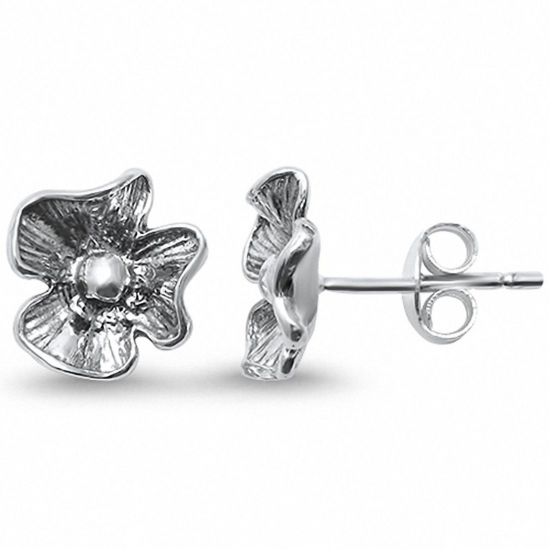 Flower Stud Earrings 925 Sterling Silver Choose Color