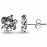 Flower Stud Earrings 925 Sterling Silver Choose Color