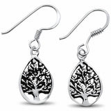 Pear Tree of Life Fishook Dangling Earring 925 Sterling Silver