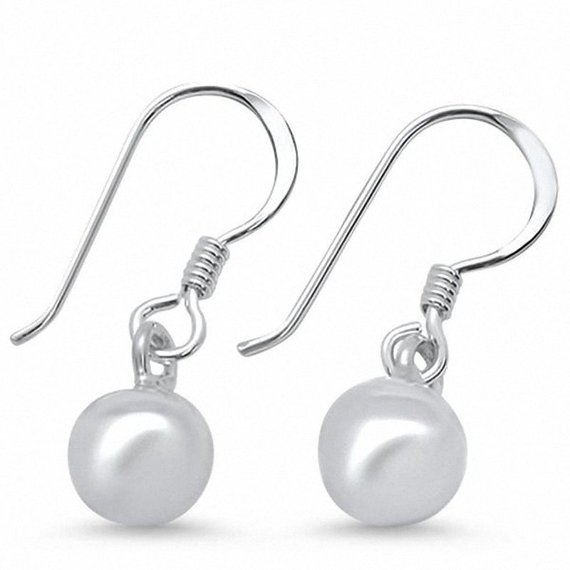 Shiny Ball Dangle Earring Fishhook 925 Sterling Silver