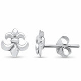 Fleur De Lis Stud Earrings 925 Sterling Silver