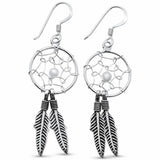 Feather Dream catcher Earrings 925 Sterling Silver