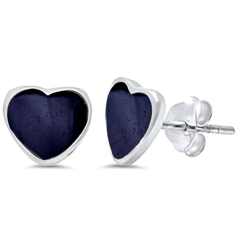 Heart Stud Earrings 925 Sterling Silver Choose Color (8 mm)