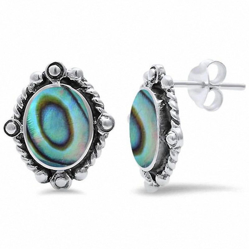 Solitaire Stud Earring Oval Simulaed CZ 925 Sterling Silver