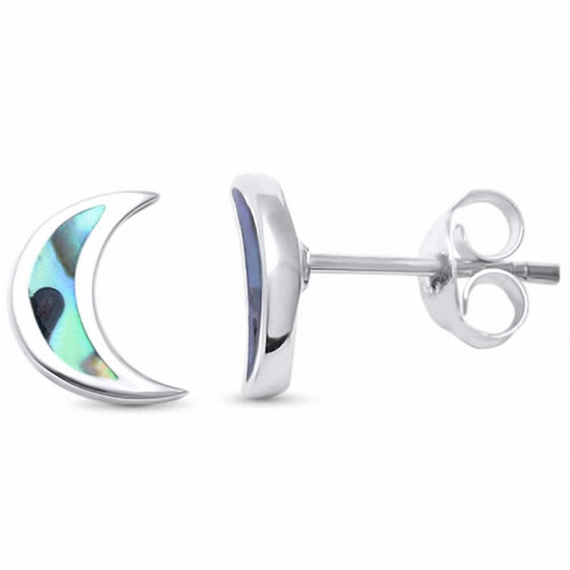 Half Moon Crescent Stud Earrings 925 Sterling Silver Choose Color