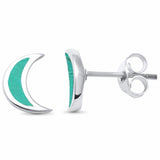 Half Moon Crescent Stud Earrings 925 Sterling Silver Choose Color