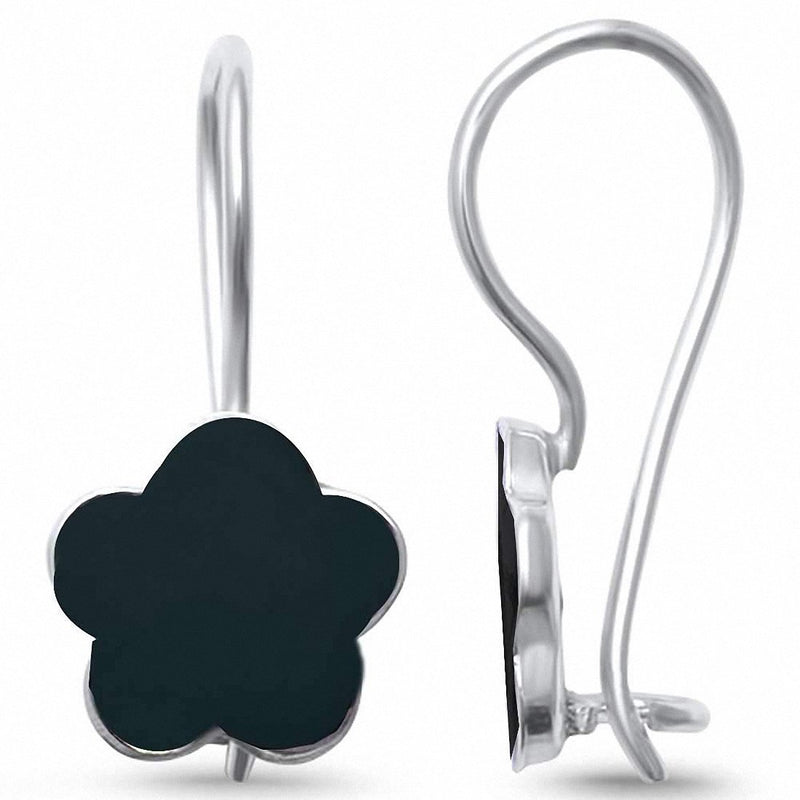 Flower Earrings 925 Sterling Silver Choose Color Lever Back