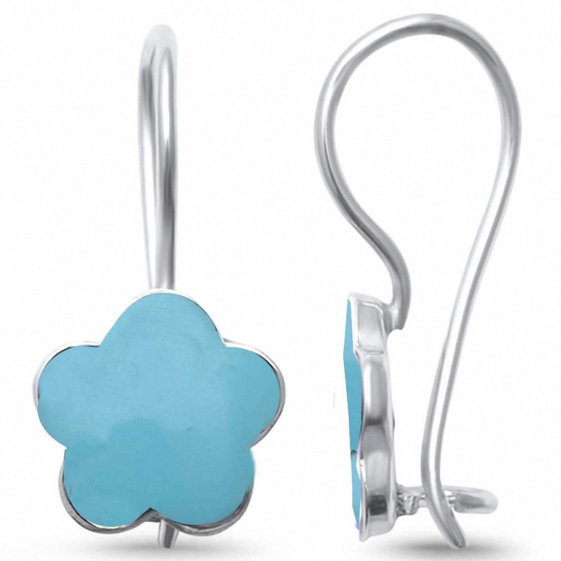 Flower Earrings 925 Sterling Silver Choose Color Lever Back