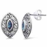 Filigree Marquise Stud Earrings 925 Sterling Silver (14 mm)
