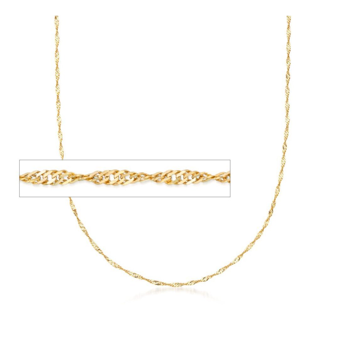 1.6MM 025 Yellow Gold Singapore Chain .925 Sterling Silver Sizes "7-20"