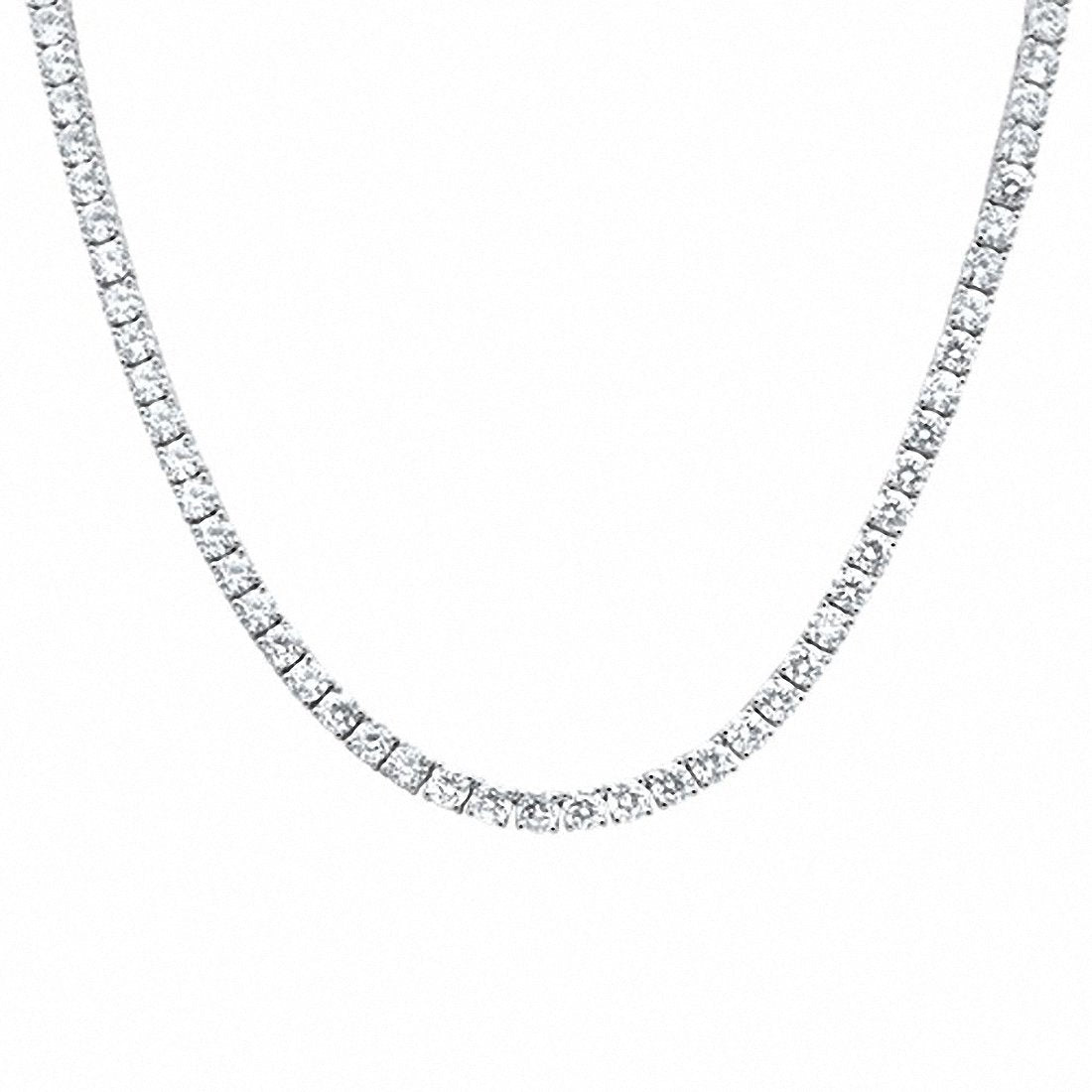 6mm Round Simulated Cubic Zirconia Tennis Necklace Solid 925 Sterling Silver Choose Color