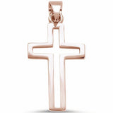 Open Cut Plain Cross Pendant 925 Sterling Silver choose Color