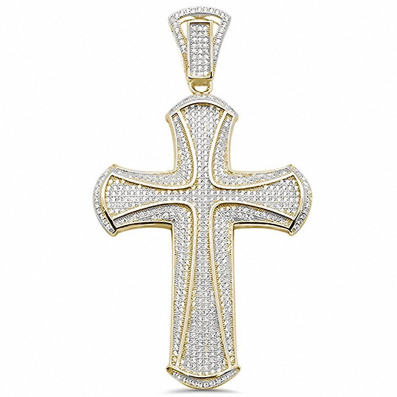 Hip Hop Micro Pave Cubic Zirconia Cross Pendant Men Women Unisex Solid 925 Sterling Silver