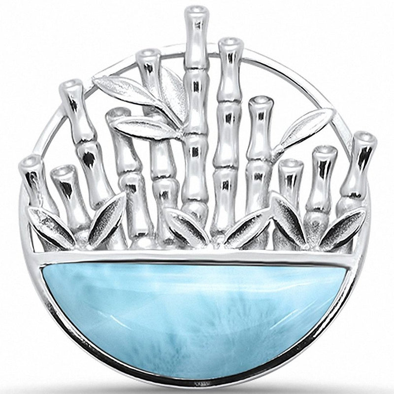 Bamboo Pendant Lab Created Opal Solid 925 Sterling Silver