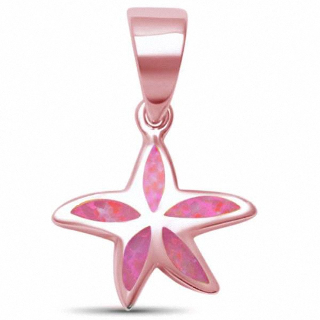 Petite Starfish Pendant Created Opal 925 Sterling Silver Choose Color