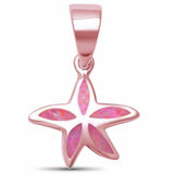 Petite Starfish Pendant Created Opal 925 Sterling Silver Choose Color