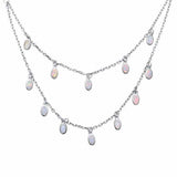 Dangling Waterfall Necklace Lab Created Opal 925 Sterling Silver