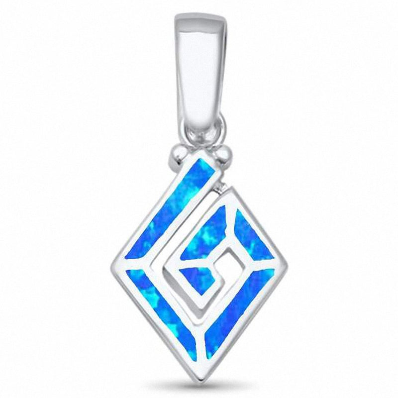 Spiral Swirl Pendant Created Opal 925 Sterling Silver (25.60 mm)