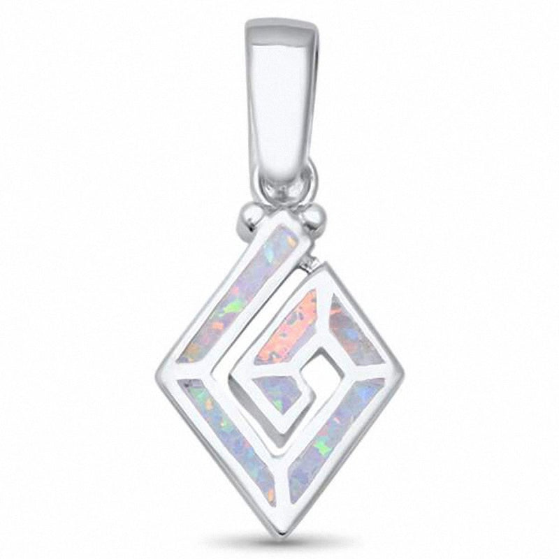 Spiral Swirl Pendant Created Opal 925 Sterling Silver (25.60 mm)