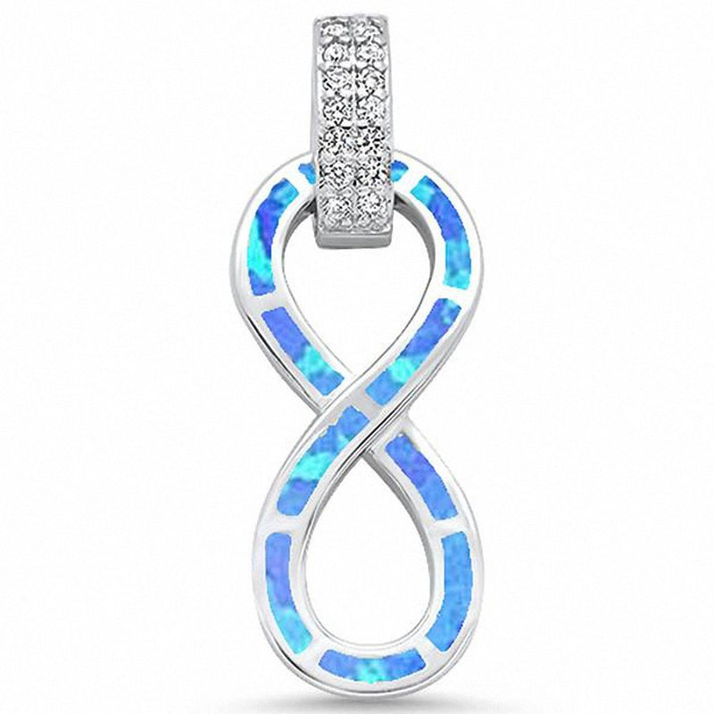 Infinity Pendant Lab Created Opal Round Cubic Zirconia Accent 925 Sterling Silver