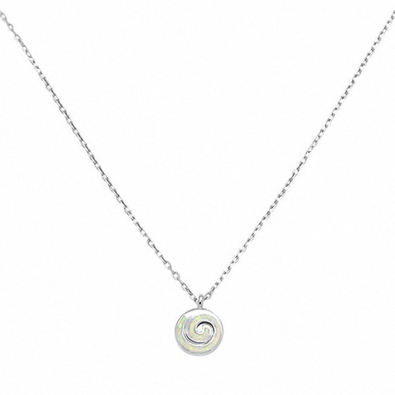 Spiral Necklace Pendant Lab Created Opal 925 Sterling Silver Swirl