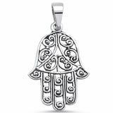 Filigree Plain Hand of God Pendant Charm Hamesh Hamsa 925 Sterling Silver