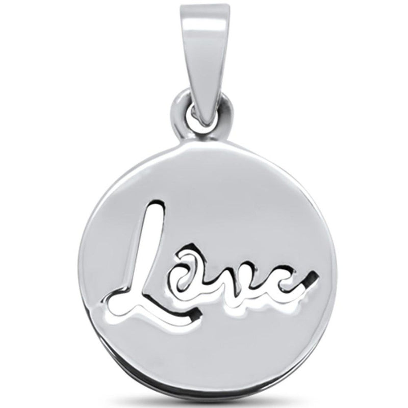 Engraved Love Plain Pendant Charm Solid 925 Sterling Silver Choose Color