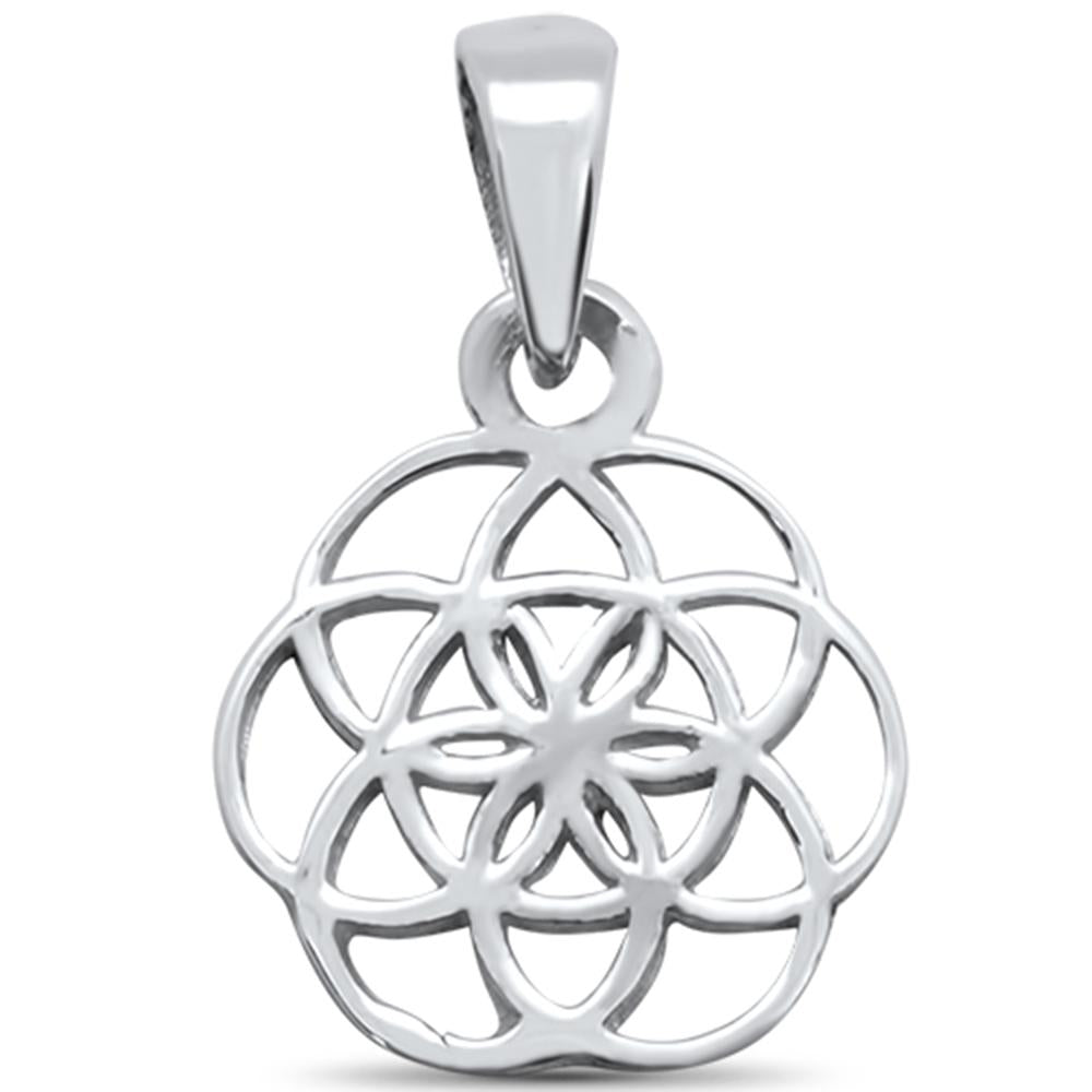 Doodle Flower Celtic Design Pendant Charm Solid 925 Sterling Silver Choose Color