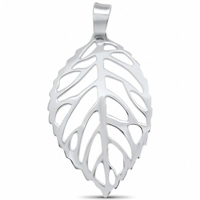 Plain Leaf Pendant 925 Sterling Silver Choose color