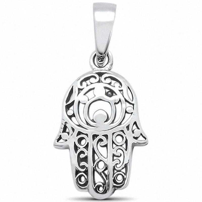 Filigree Hand of God Hamsa Pendant 925 Sterling Silver Choose color