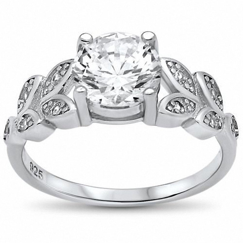 Art Deco Engagement Ring Round Cubic Zirconia 925 Sterling Silver Choose Color