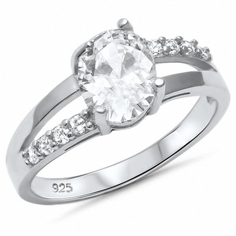 Oval Round Cubic Zirconia Engagement Ring 925 Sterling Silver Choose Color