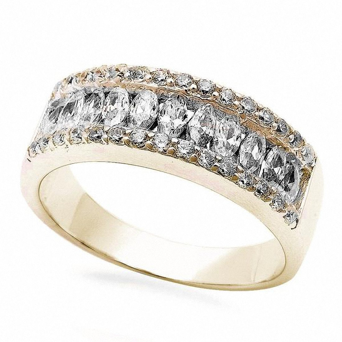 Half Eternity Band Marquise Round Cubic Zirconia 925 Sterling Silver Choose Color