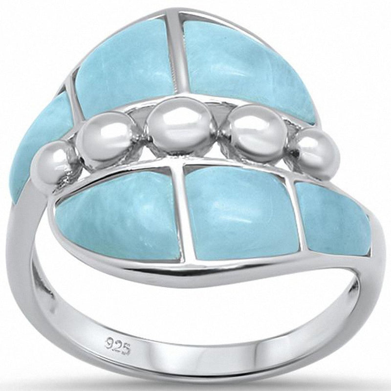 Fashion Ring Simulated Larimar 925 Sterling Silver (19 mm)